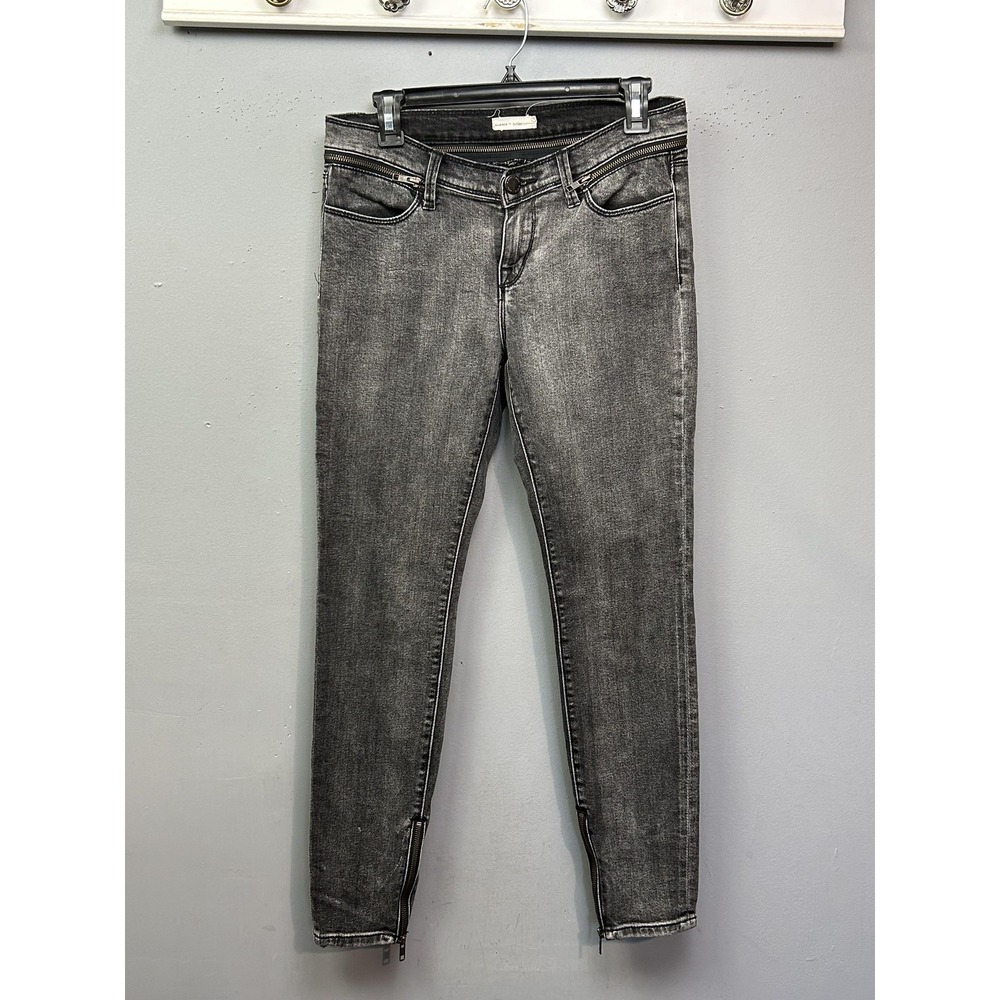 Silence‎ + Noise Jeans Womens 28 Gray Charcoal Wash Low Rise Skinny Ankle Zip